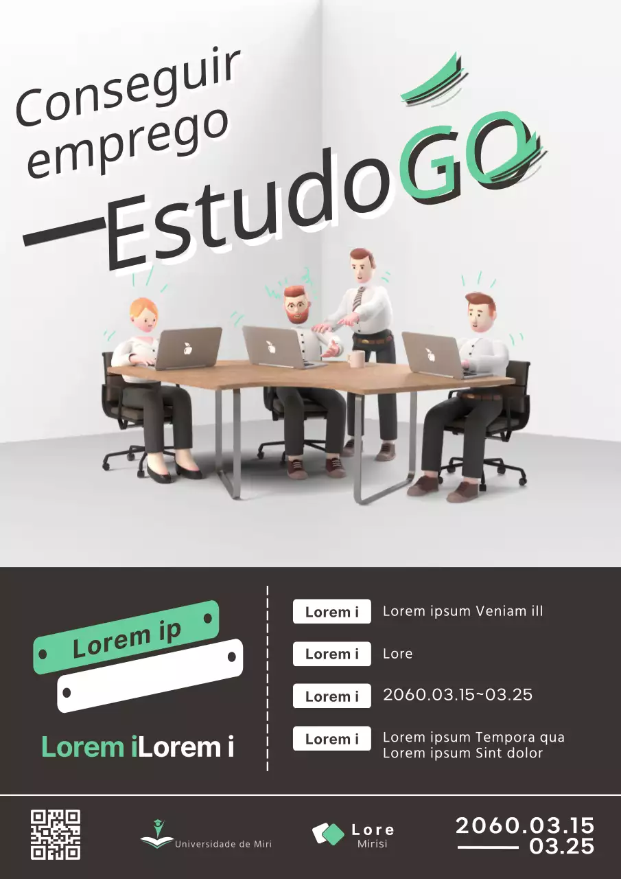 Anúncio de recrutamento de formação para estágios de trabalho de brancos e negros modernos