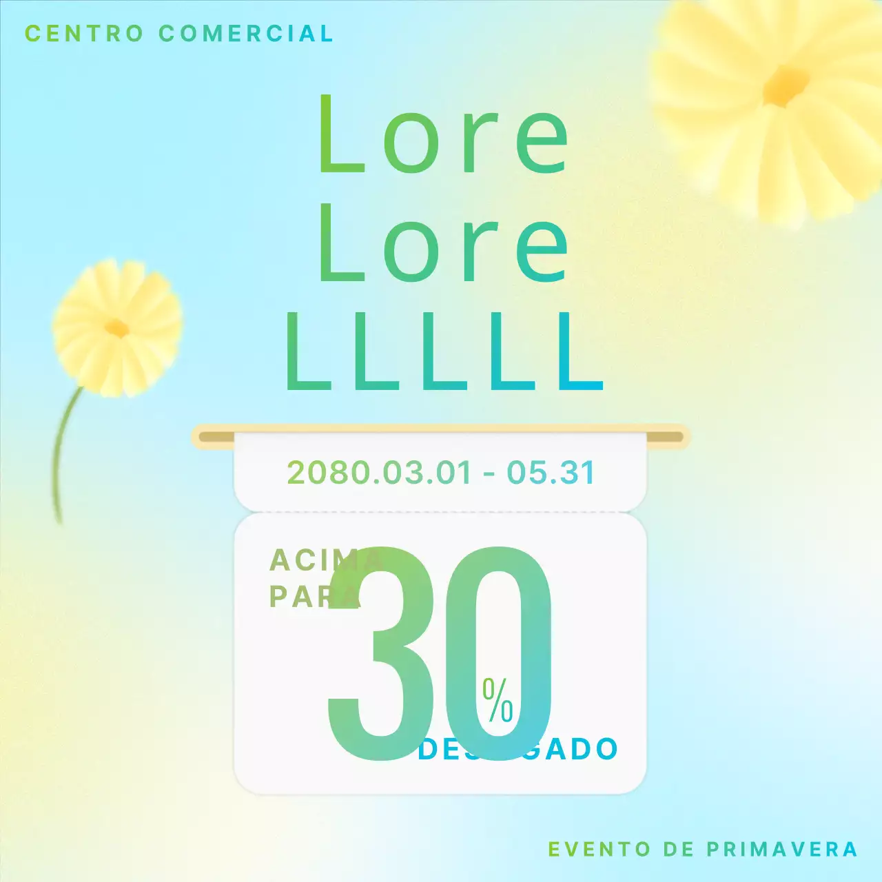 Um bonito anúncio de evento primaveril em amarelo e azul claro