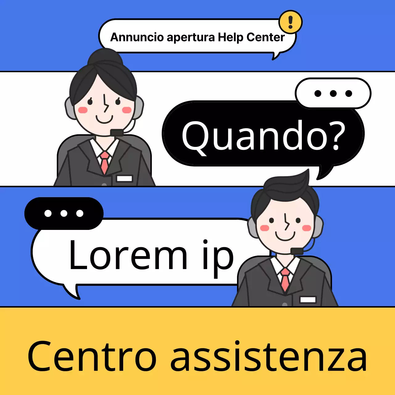 Una semplice guida gialla e blu per l'help desk
