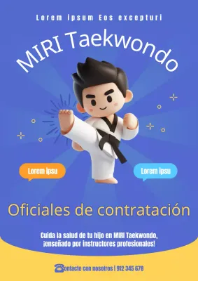 Campaña de captación de alumnos para clases de kendo en azul y amarillo