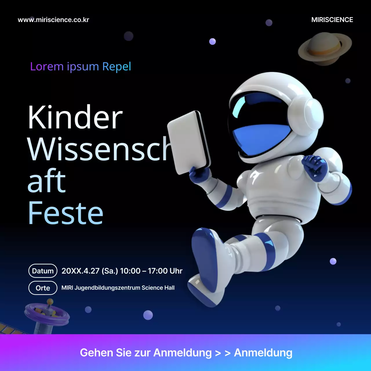 Förderung eines einfachen Wissenschaftsfestivals für Kinder in Schwarz und Lila