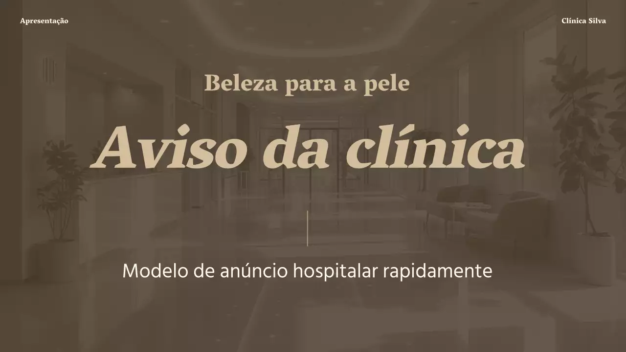 Anúncio de uma clínica dermatológica de luxo em castanho e bege