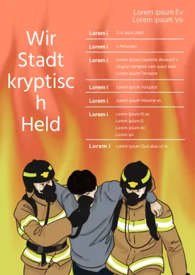 Eine einfache gelb-orangefarbene Anzeige zur Einstellung von Feuerwehrleuten