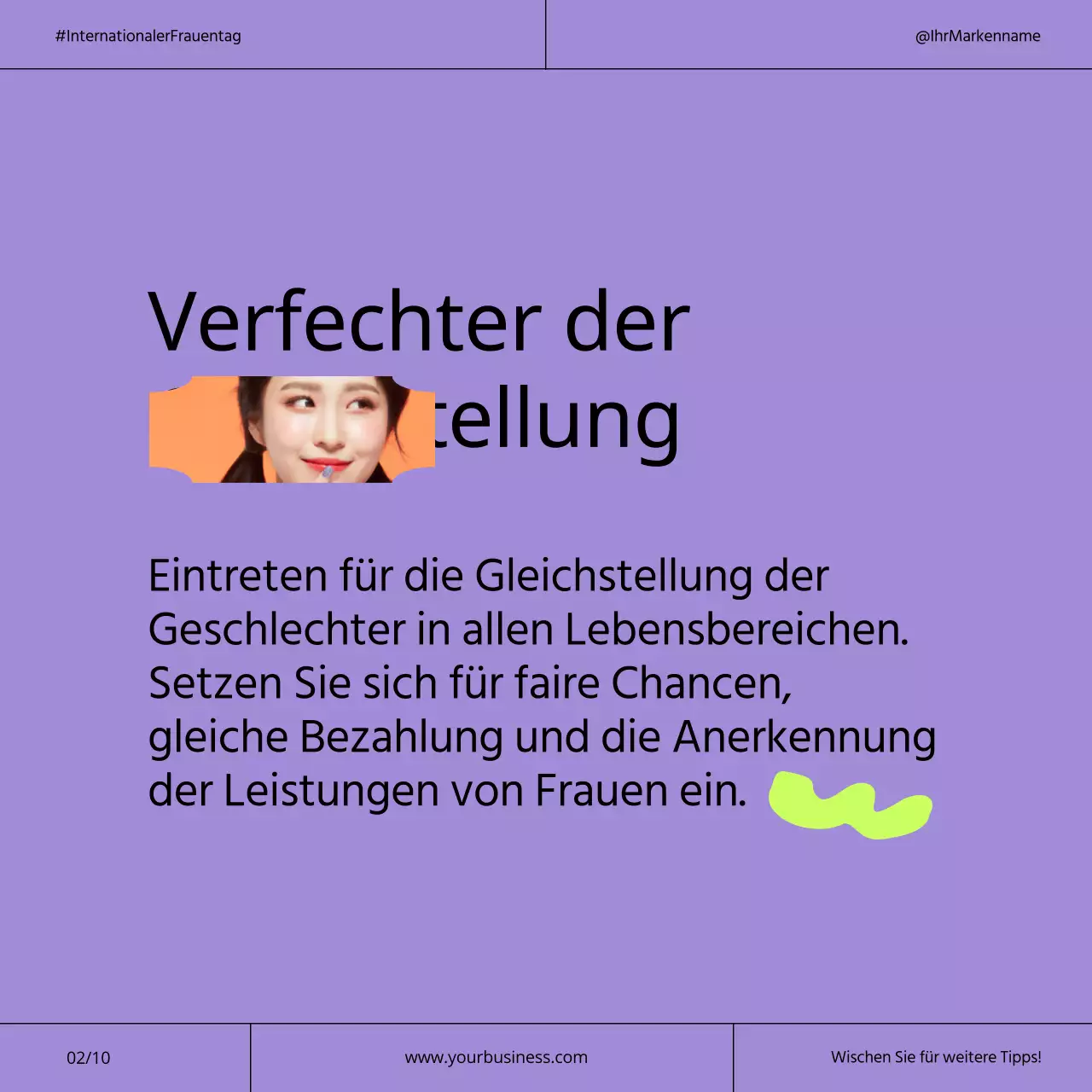 Lila und Neon Modern Kampagne zum Internationalen Frauentag