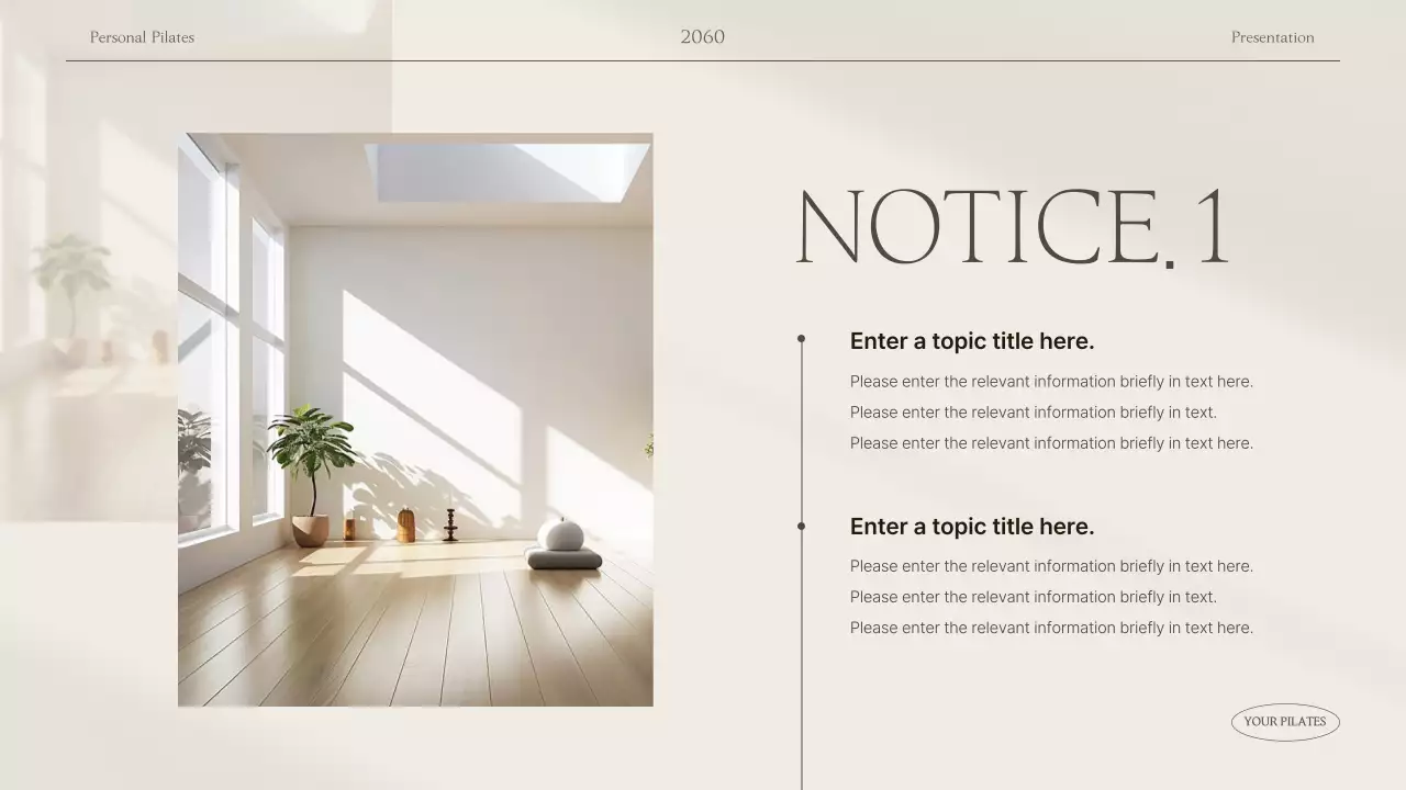 베이지 미니멀리스트 필라테스 프레젠테이션