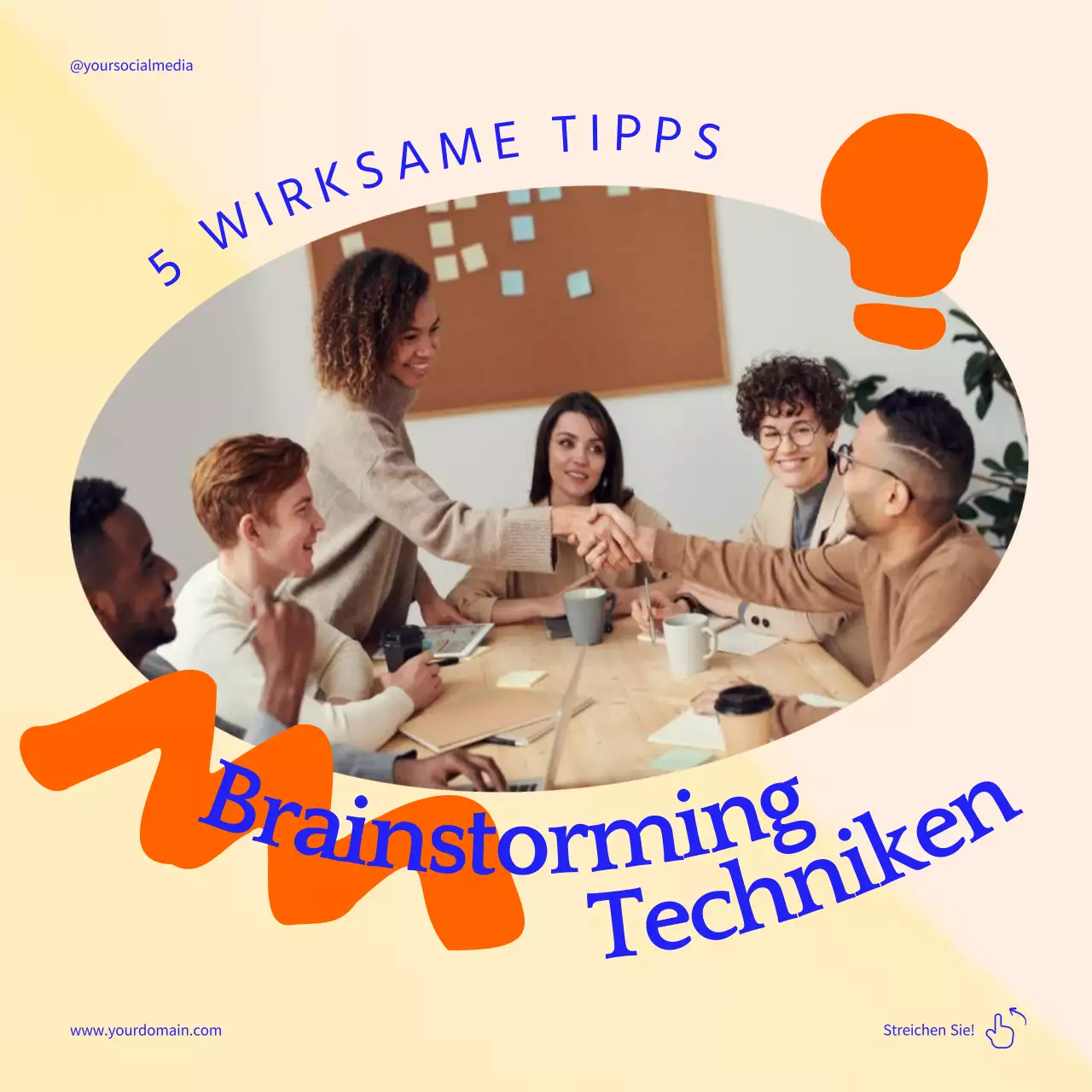 Orange und Blau Moderne Brainstorming-Techniken Strategien