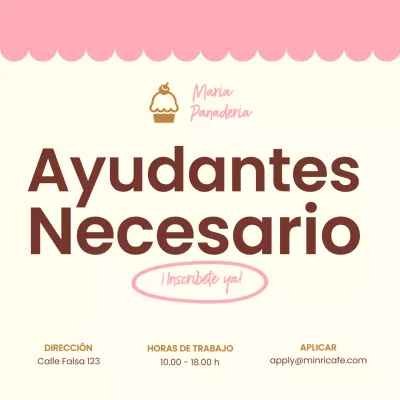 Pink and Brown Simple Bakery Contratación de personal