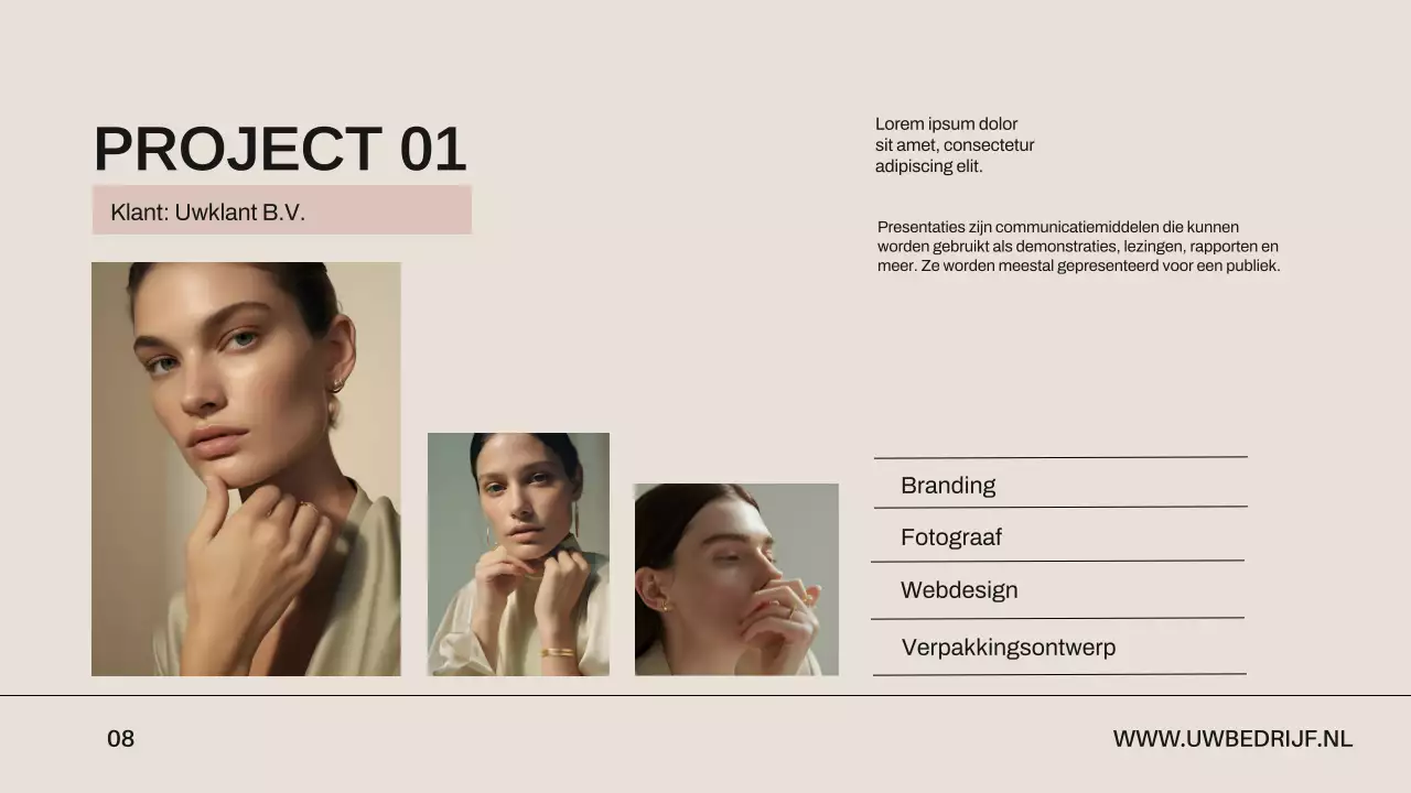 Beige en zwart minimalistisch creatief ontwerp portfolio