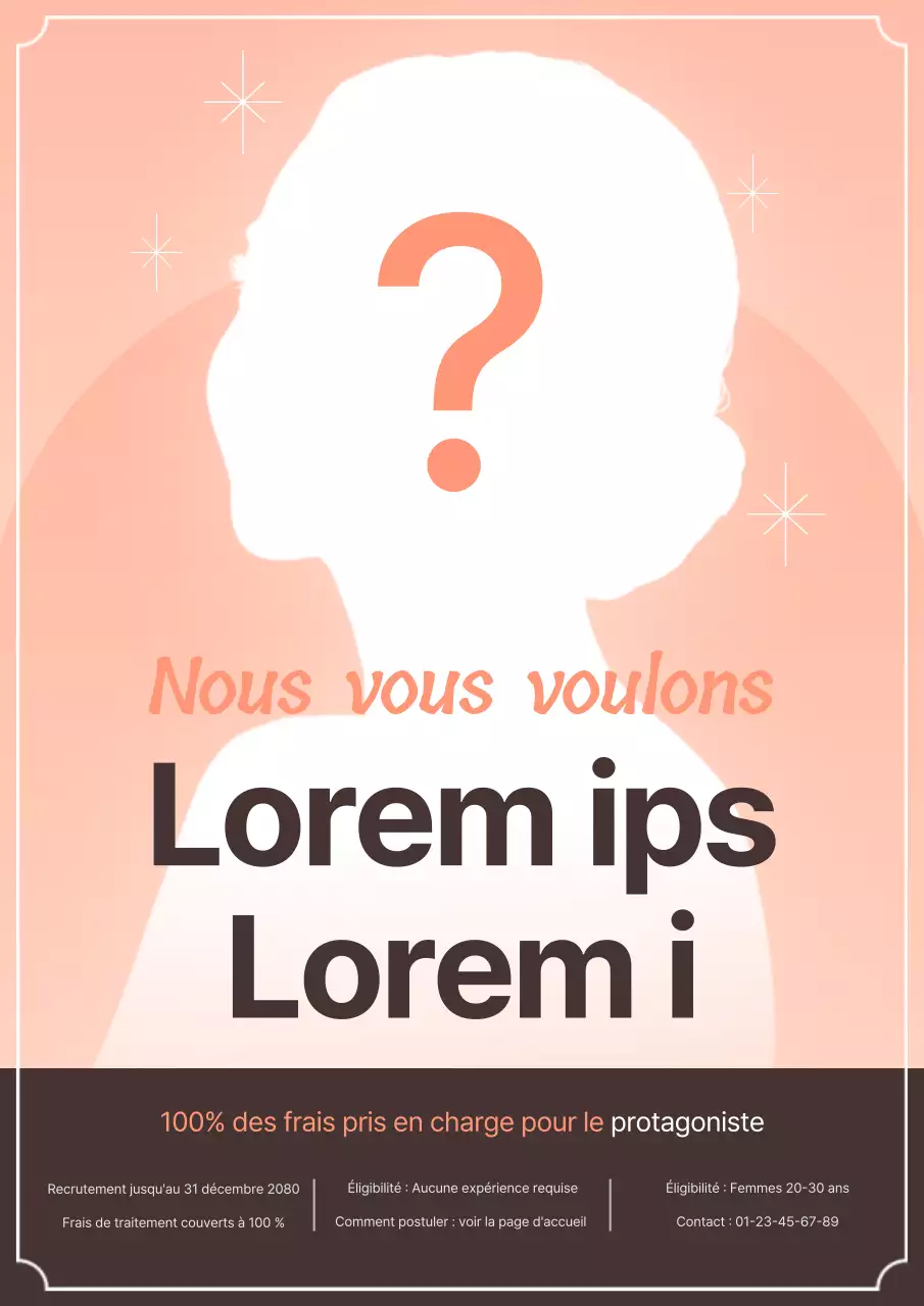 Annonce de recrutement d'un mannequin luxueux pour la chirurgie plastique en rose et orange