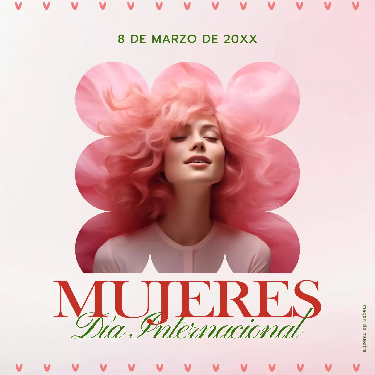 Campaña rosa y roja de moda para el Día Internacional de la Mujer