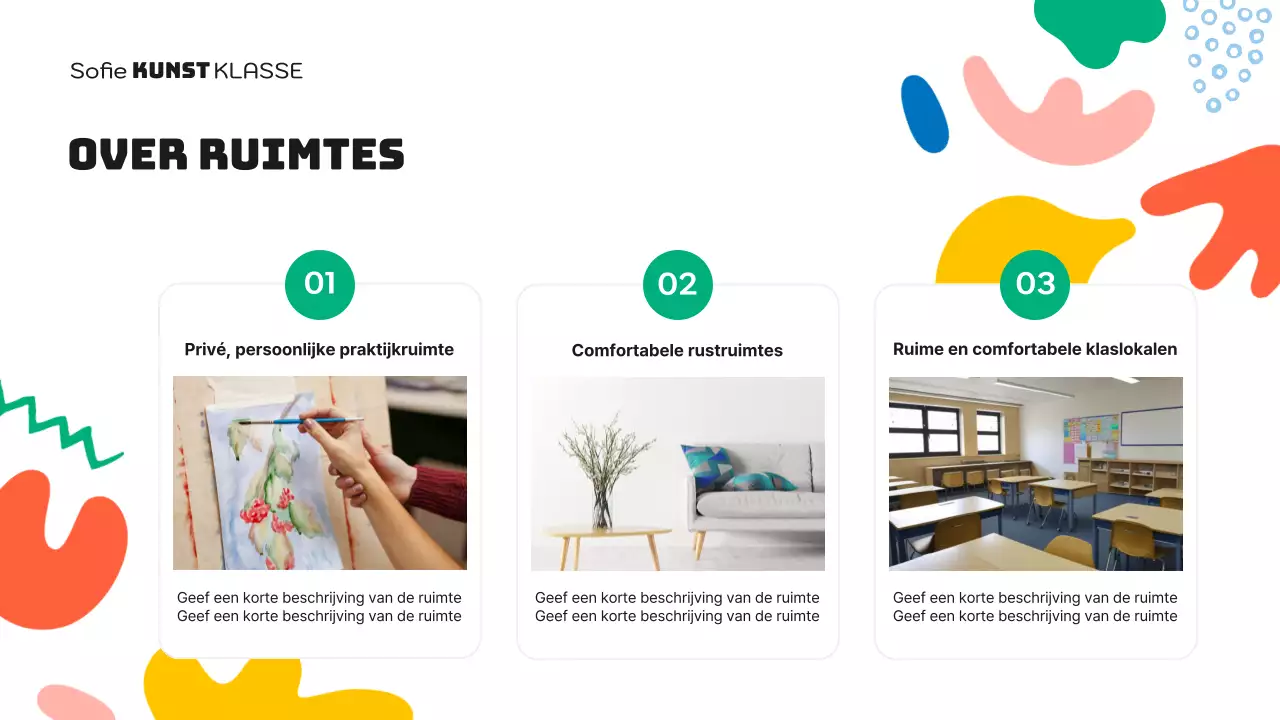 Een leuke groen met oranje prospectus voor de kunstacademie