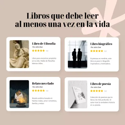 Guía de recomendaciones de libros clásicos en blanco y marrón