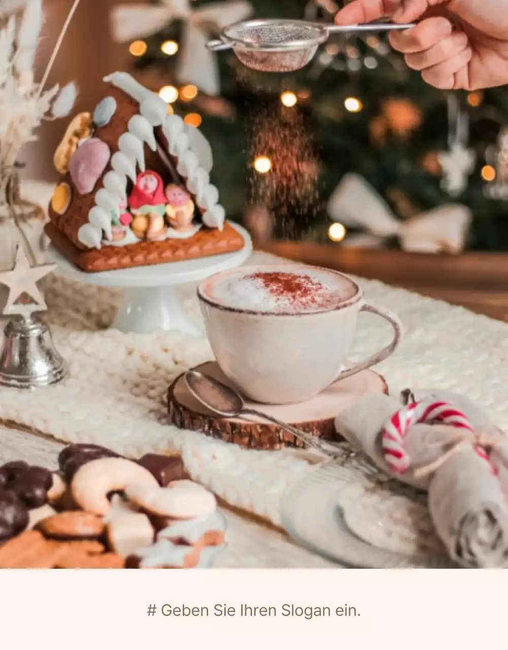 Werbung für eine Café-Bäckerei mit Vintage-Konzept in Elfenbein und Beige