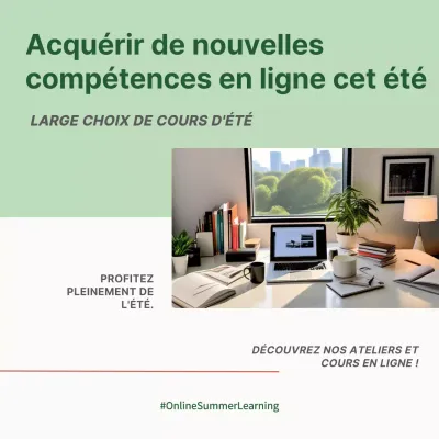 Annonce d'un atelier en ligne minimal en vert et blanc