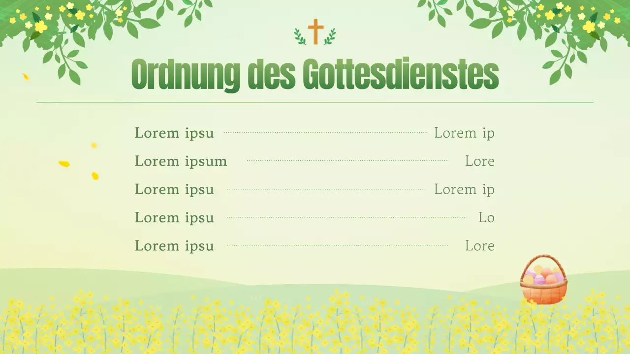 Ein Leitfaden für Ostergottesdienste in der Naturkirche in Chartreuse und Gelb