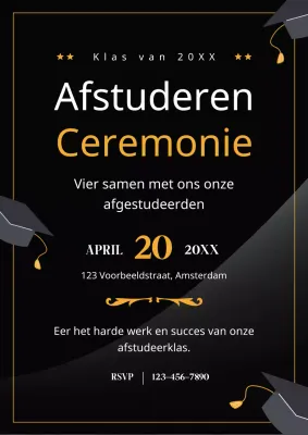 Zwarte luxe uitnodiging voor afstudeerseizoen