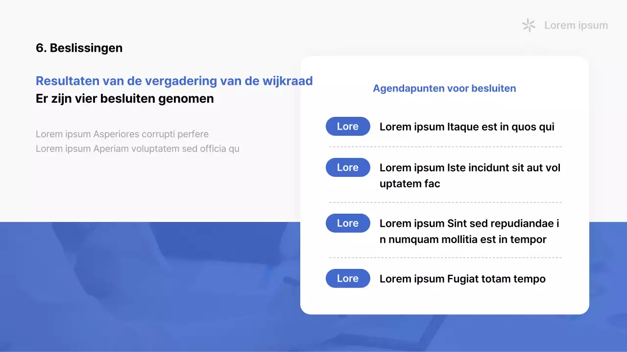 Een eenvoudige blauw-witte prospectus van een buurtvereniging