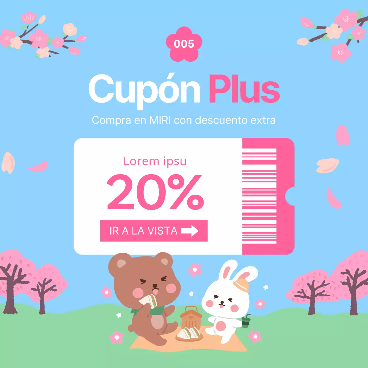 Promueve una bonita venta de primavera en azul claro y rosa