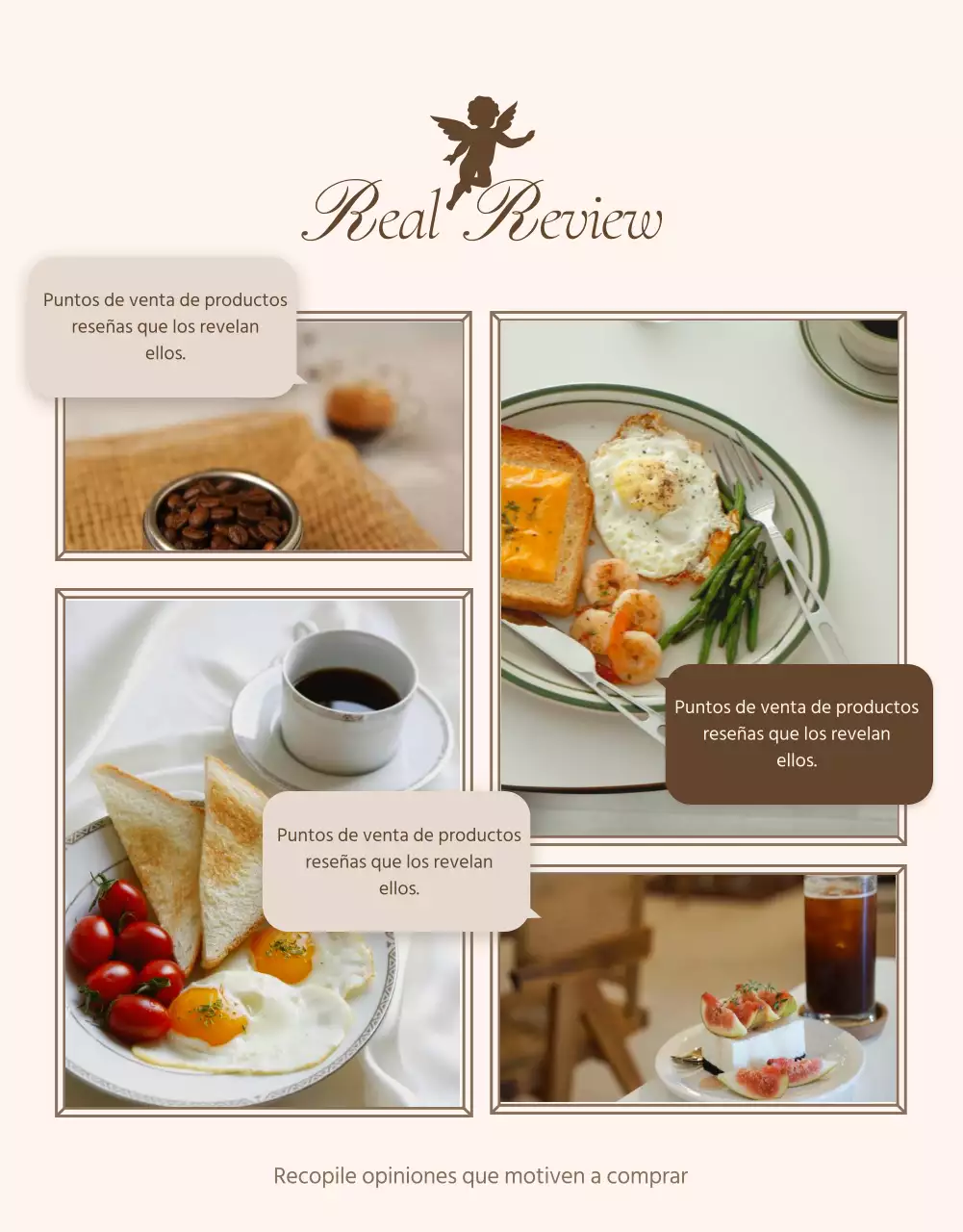 Se necesitan reseñas y anuncios para una página de detalles de concepto vintage en marfil y beige