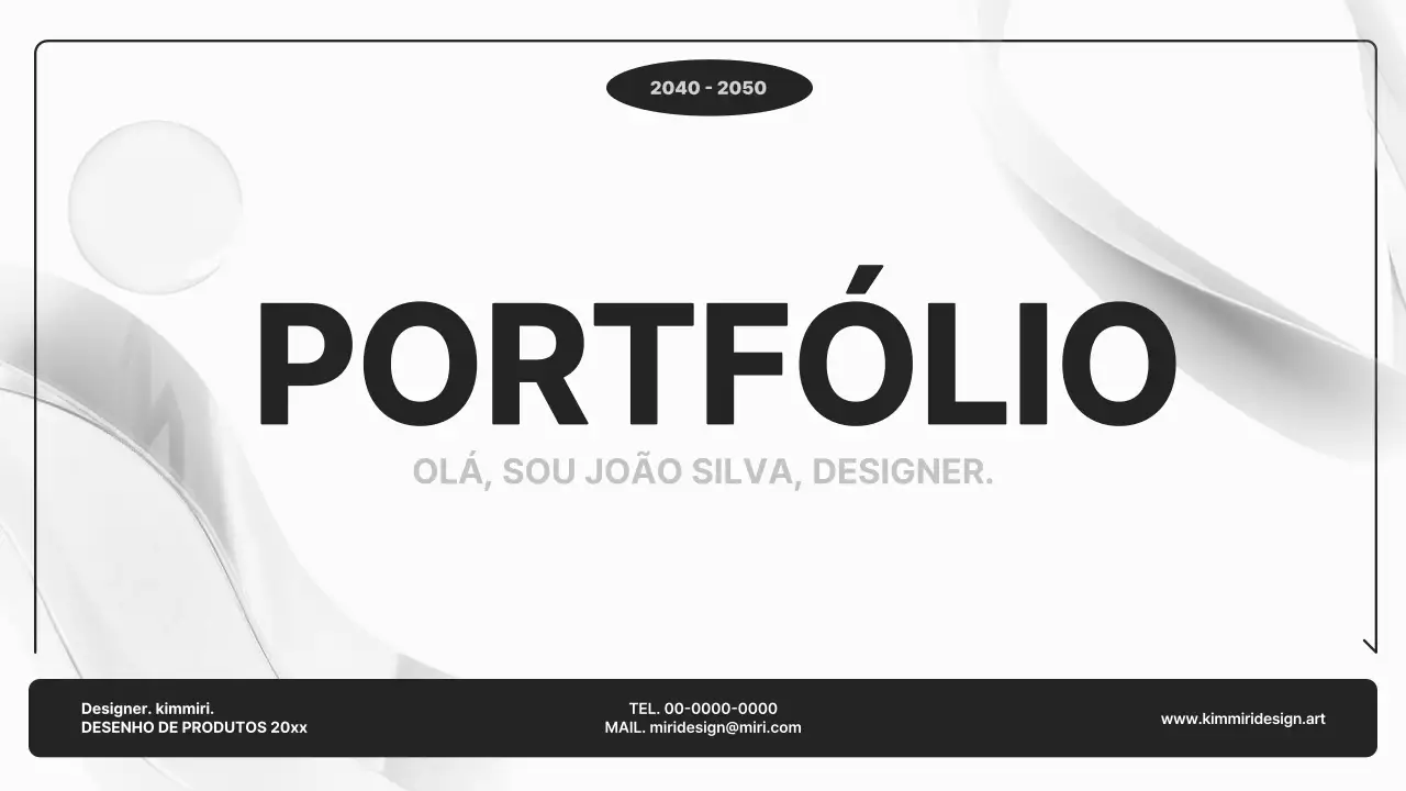 Portfólio de designer minimalista a preto e branco