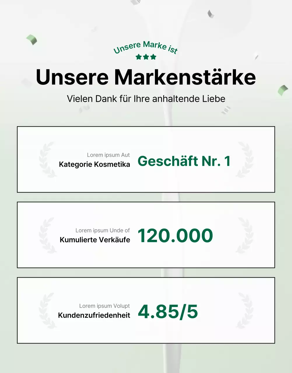 Förderung einer einfachen grün-weißen Intro-Seite für Naturkosmetik
