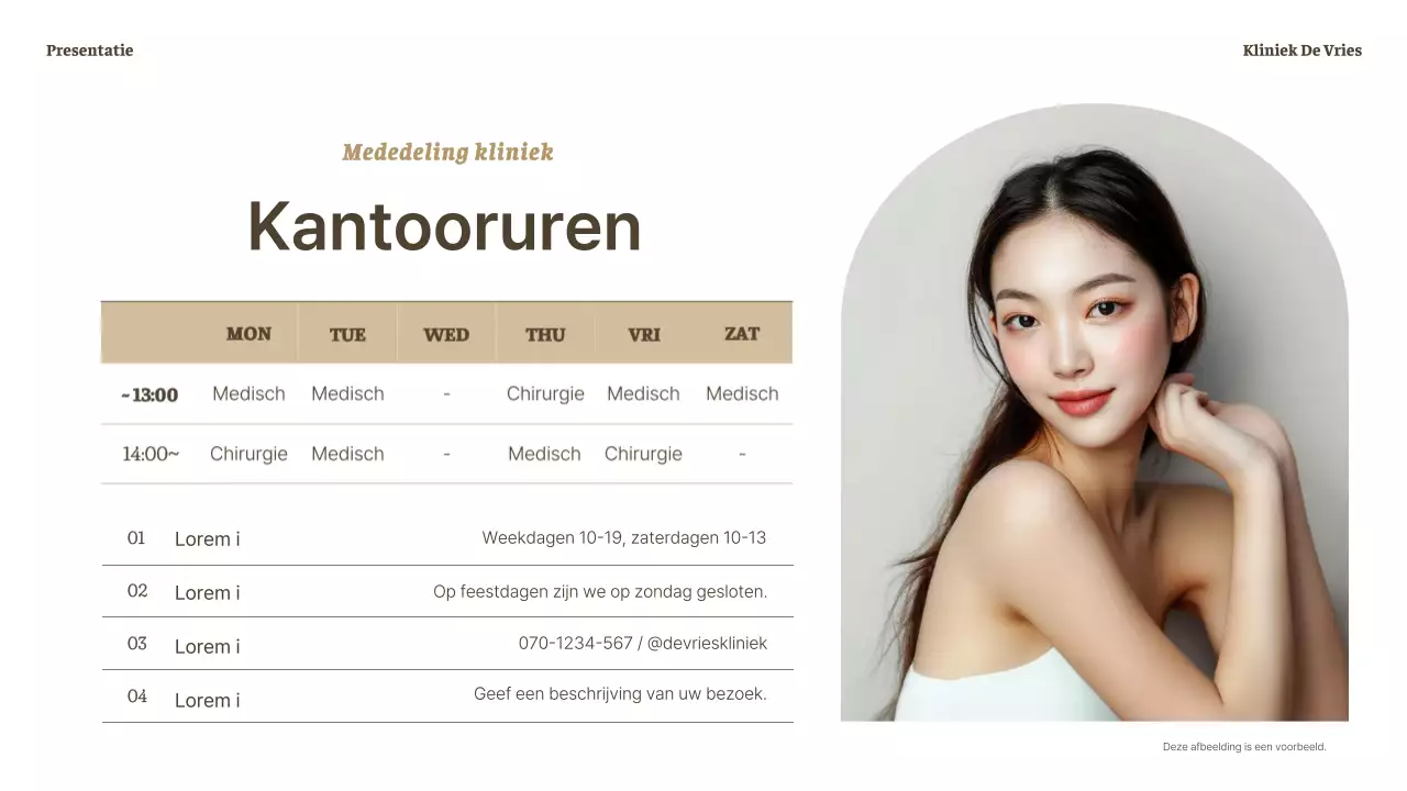 Aankondiging van een luxueuze dermatologische kliniek in bruin en beige