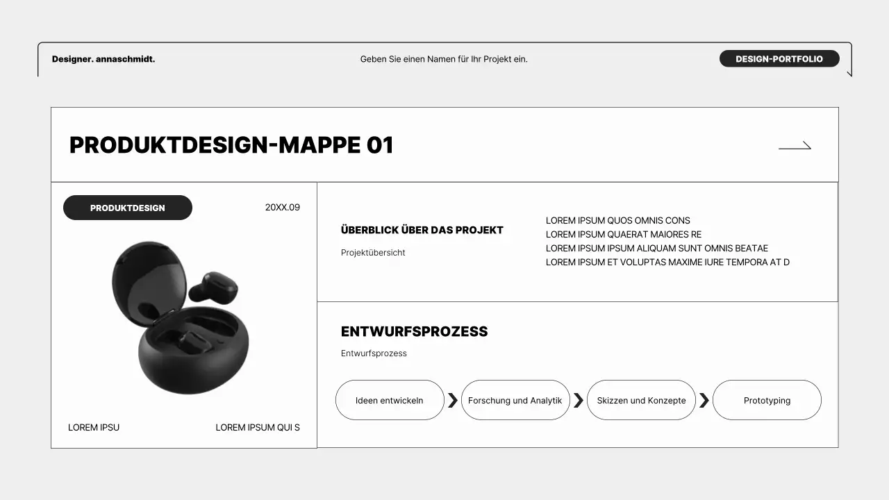 Minimalistische Designermappe in Schwarz und Weiß