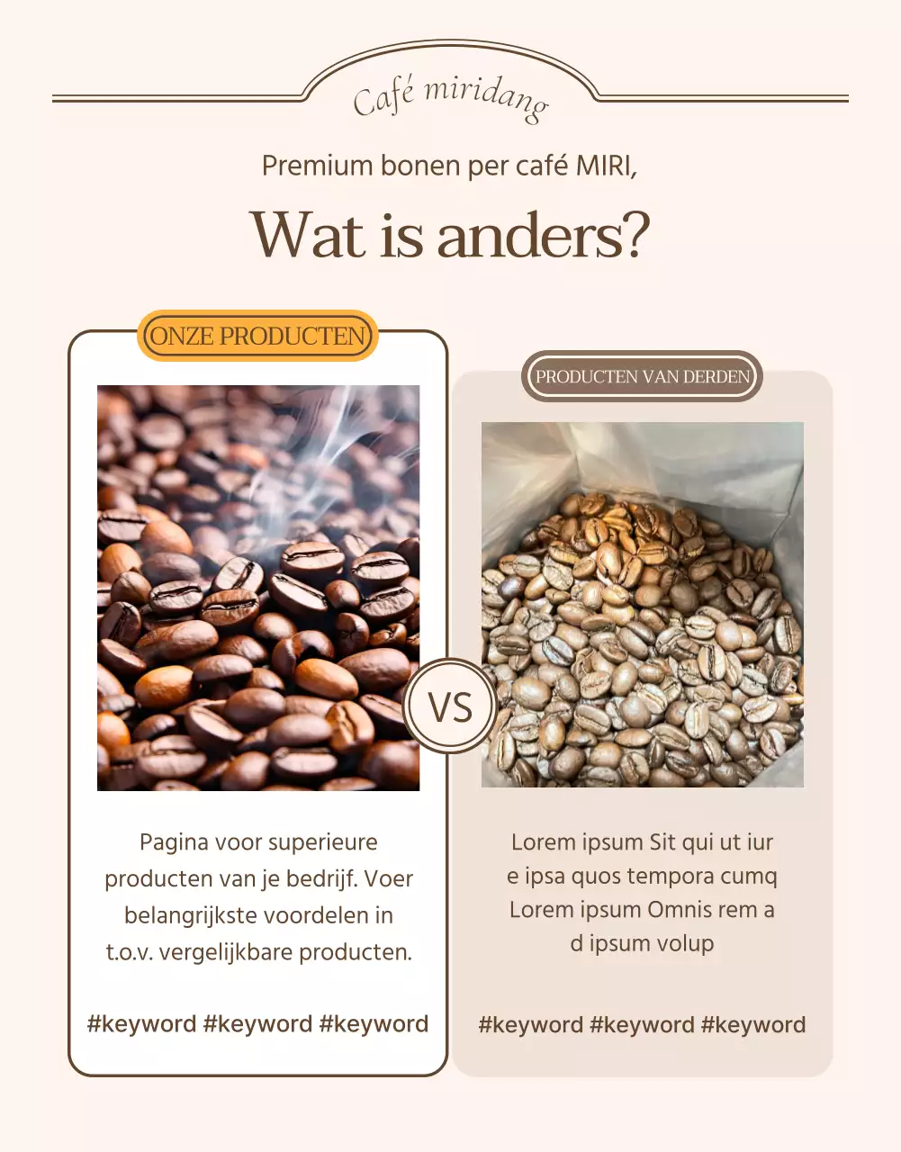 Een vintage concept café-bakkerij in ivoor en beige promoten