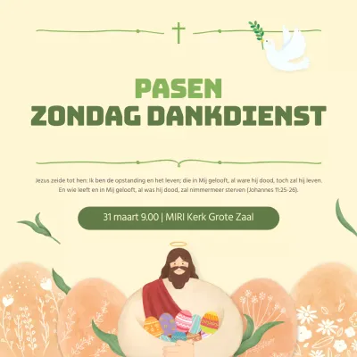 Eenvoudige paasaankondigingen in groen en geel