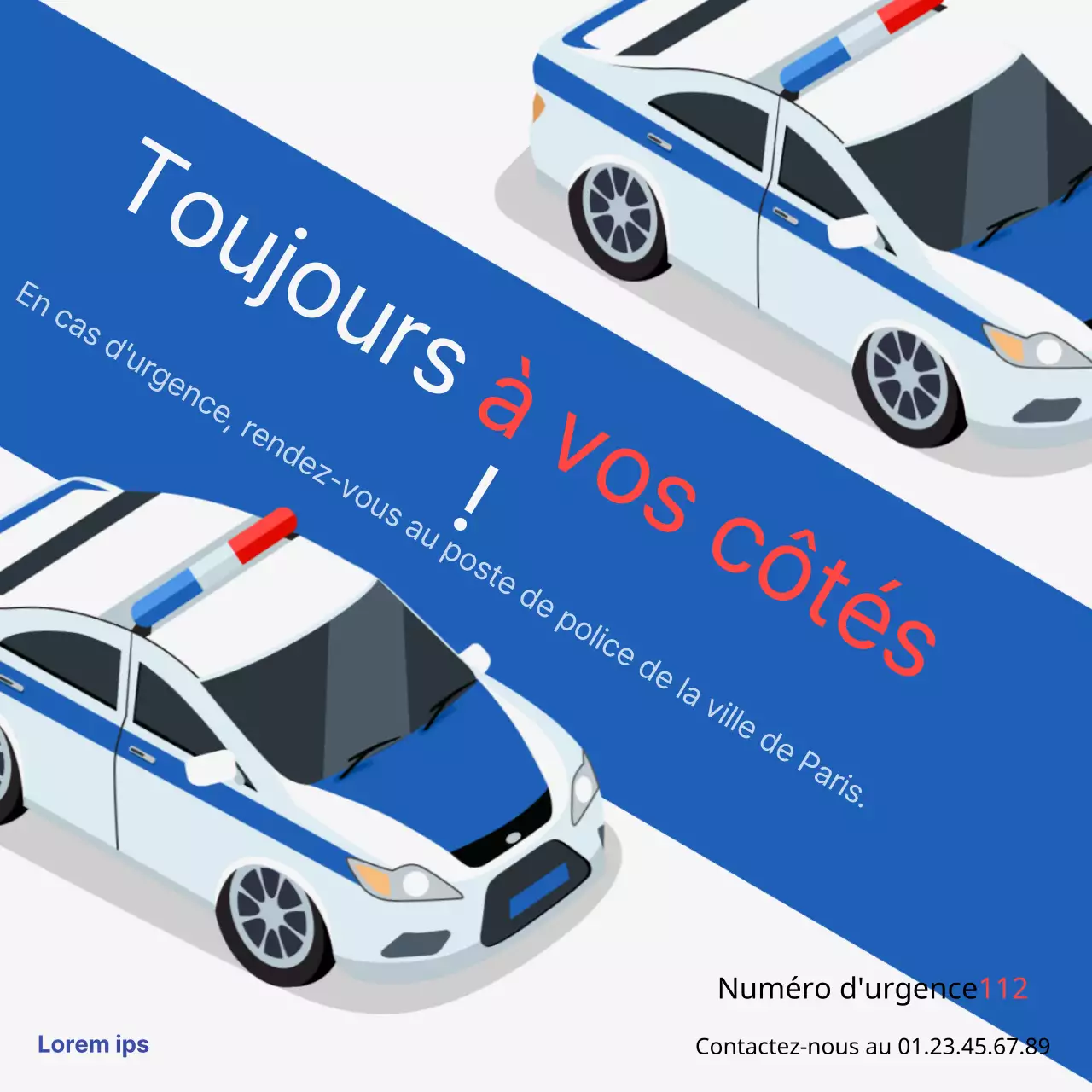 Promouvoir le contenu policier en bleu et blanc