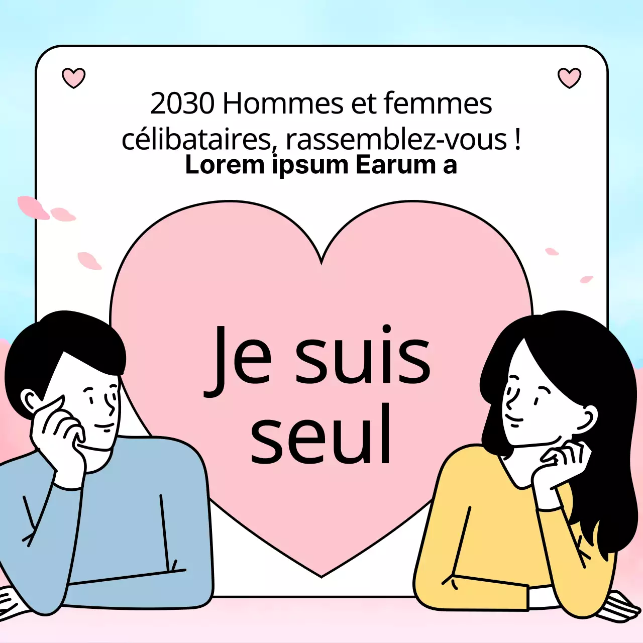 Un joli faire-part de rendez-vous à l'aveugle en rose et bleu clair