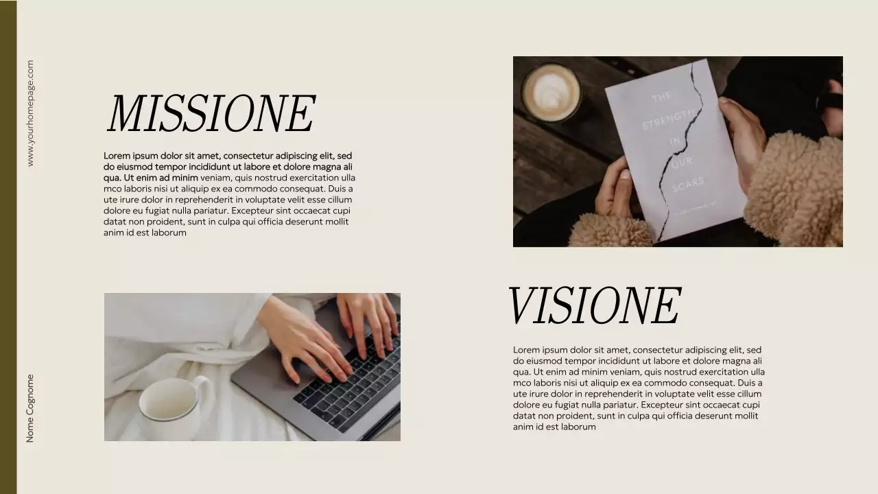 Materiale per portfolio creativo minimalista beige e kaki