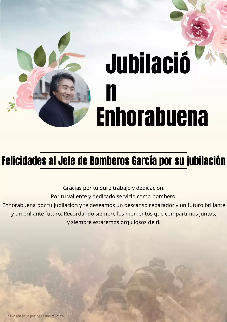 Carta simple de jubilación de bombero en amarillo