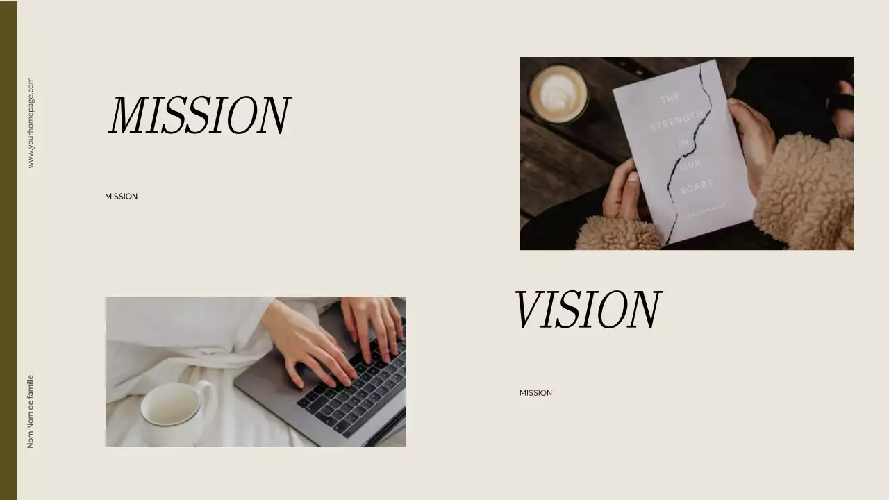 Matériel de portfolio créatif minimaliste beige et kaki