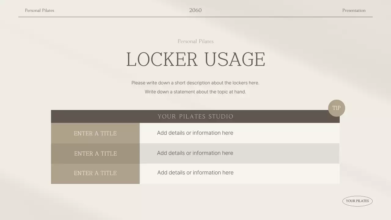 베이지 미니멀리스트 필라테스 프레젠테이션