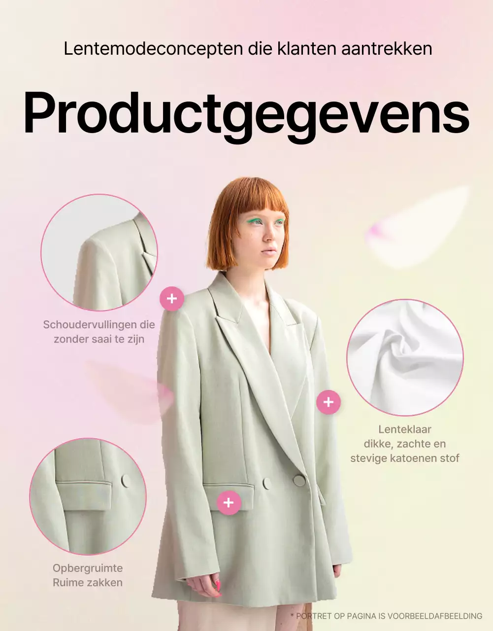 Kitscherige mode in geel en roze Gedetailleerde productbeschrijvingen promoten