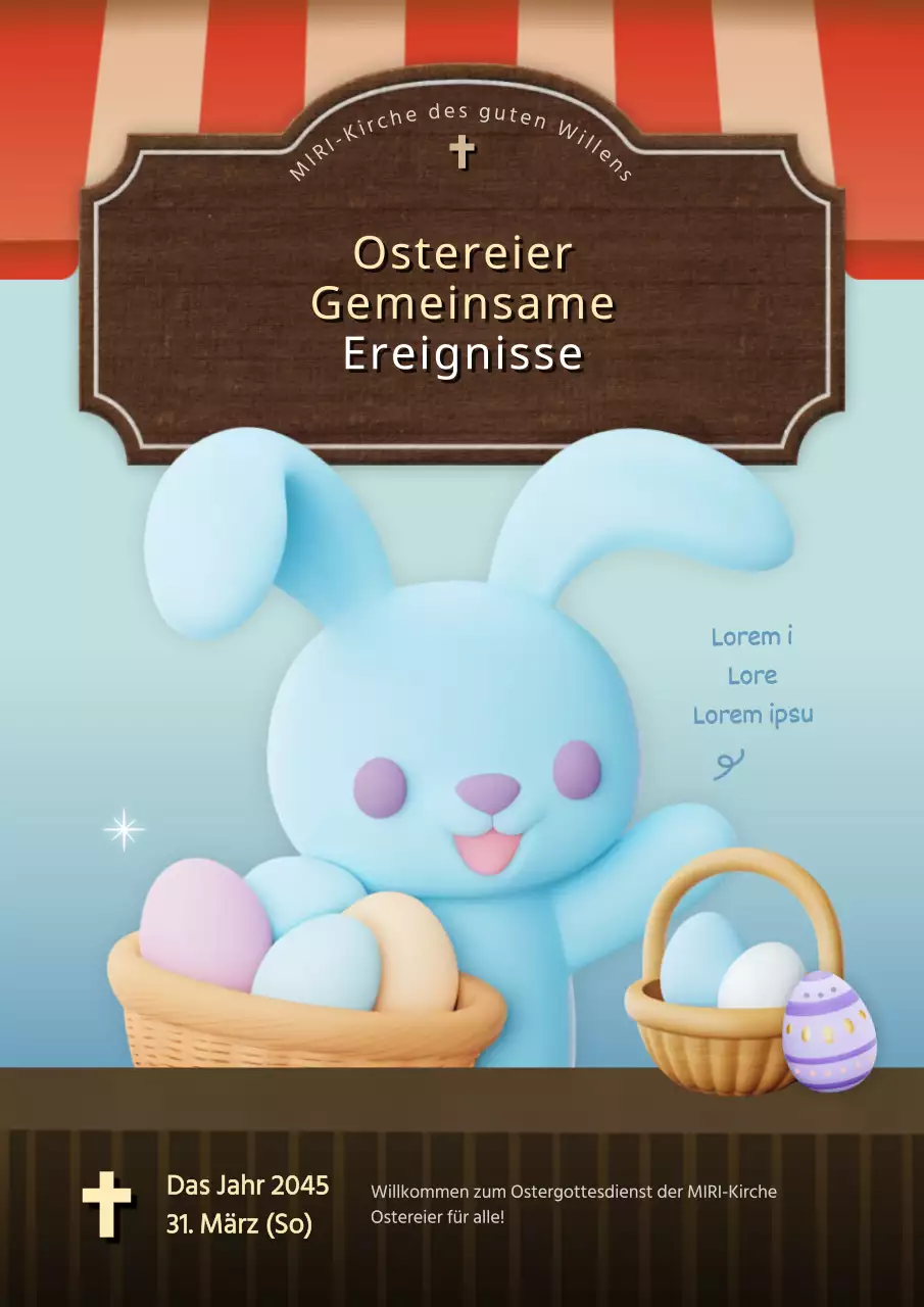 Werben Sie für Ihr Osterevent in Braun und Hellblau