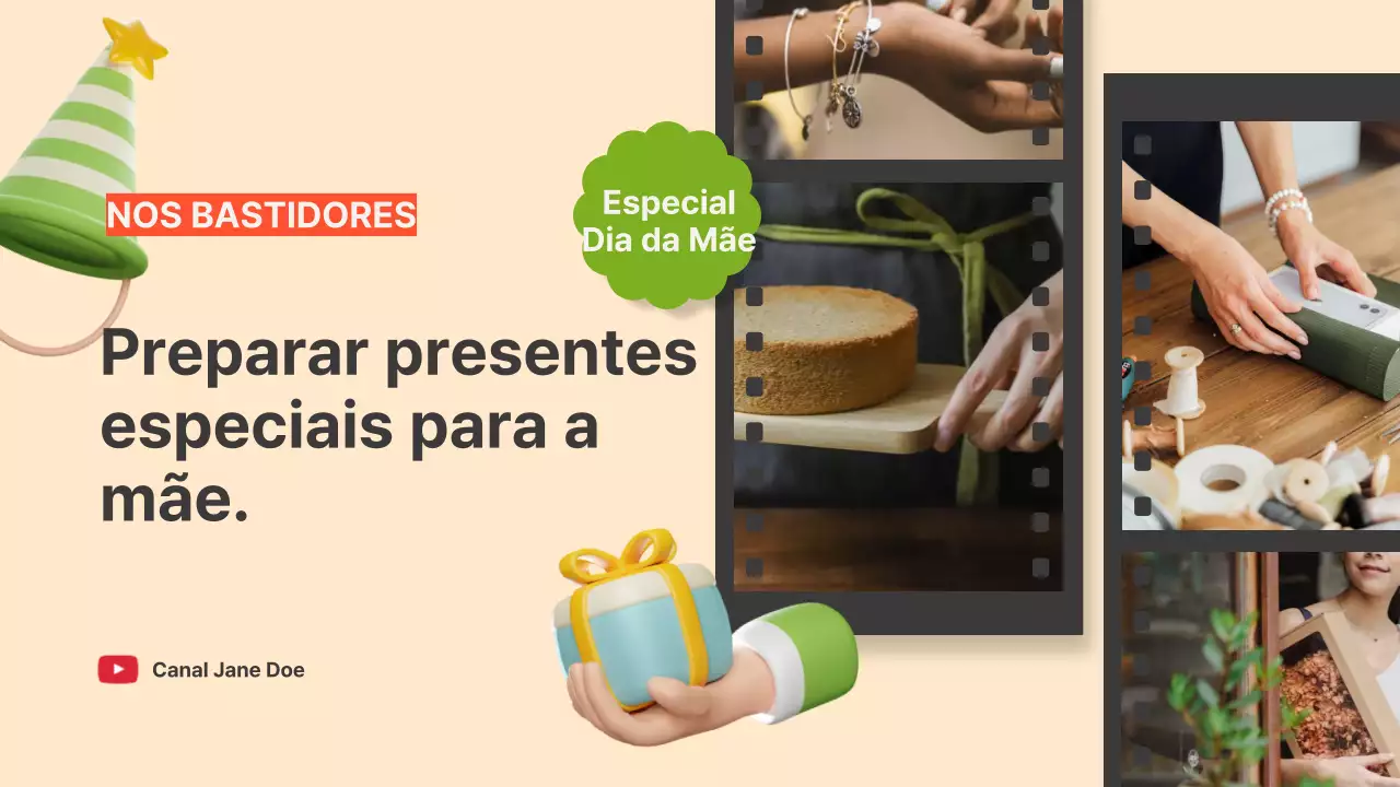 Os bastidores de uma simples celebração do Dia da Mãe em bege e verde