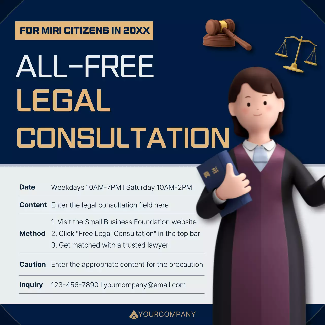 Navy Modern Legal Promotion Social Media Post