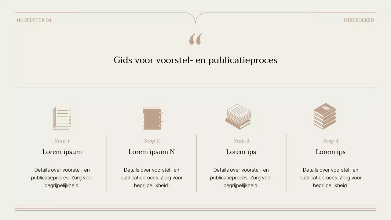 Een eenvoudig boekvoorstel in bruin en beige