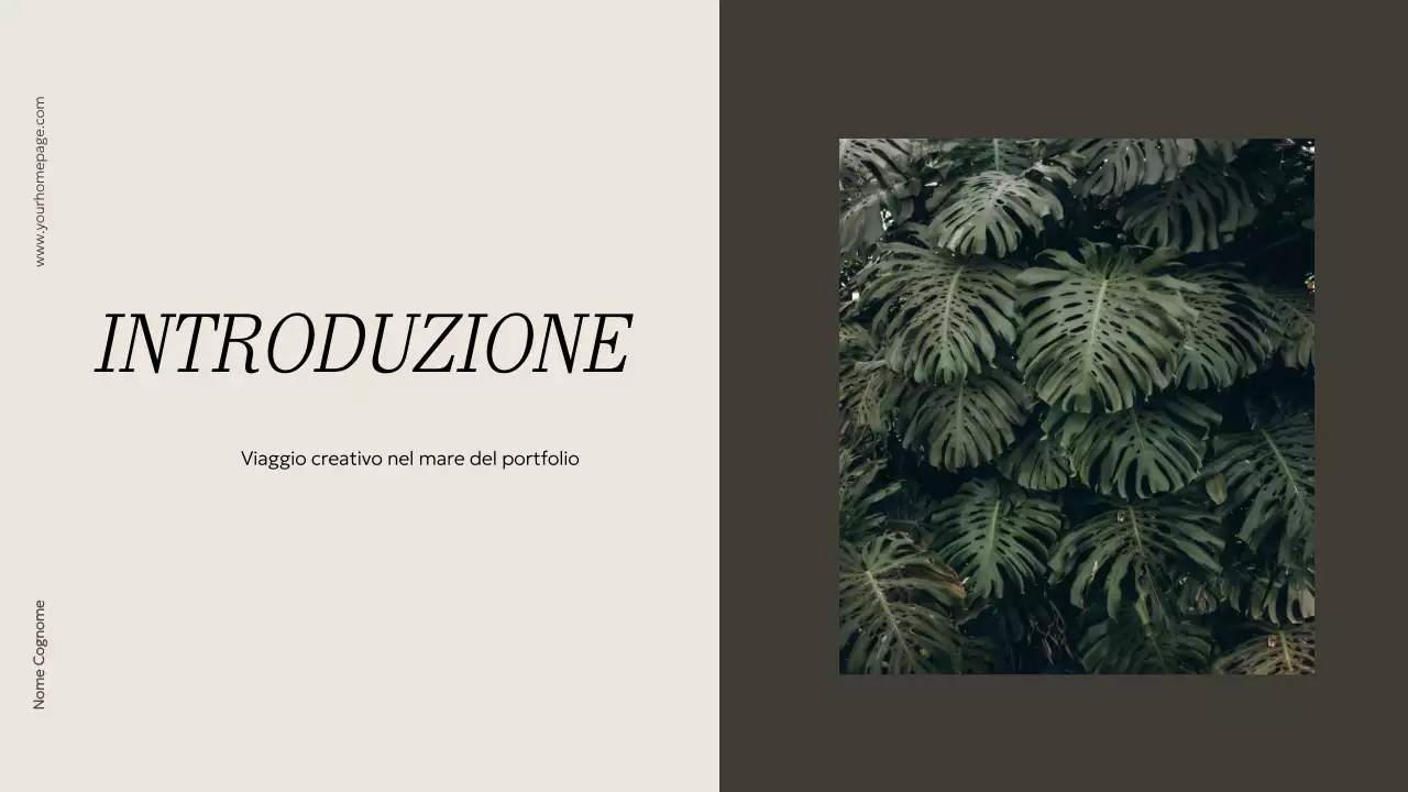 Materiale per portfolio creativo minimalista beige e kaki