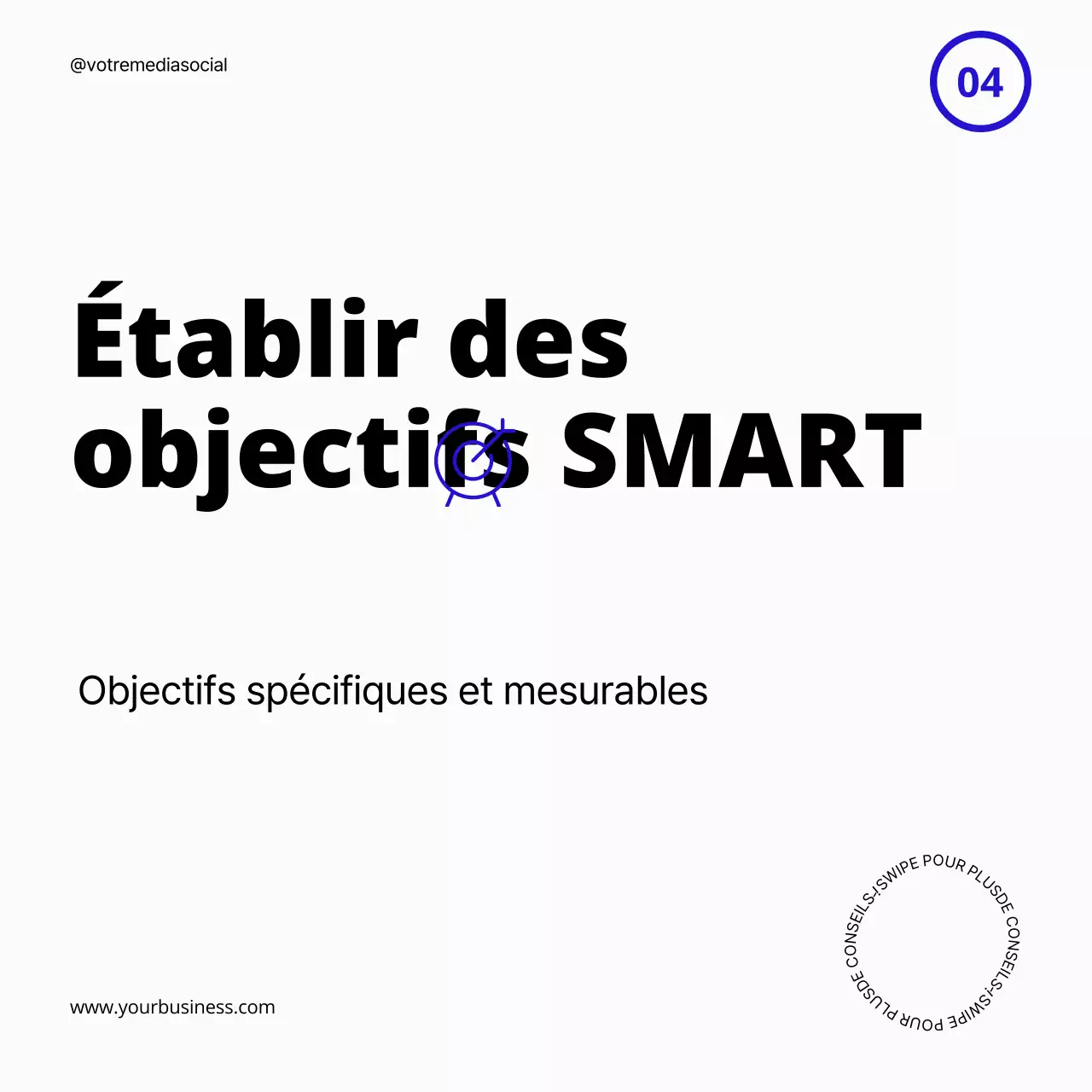 Guide de conseils de productivité blanc et bleu audacieux