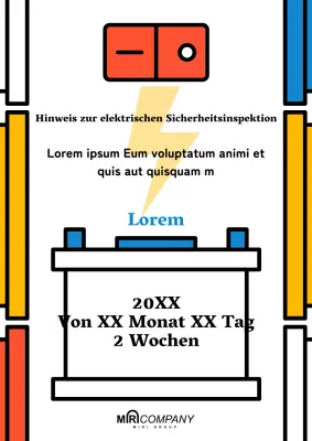 Einfacher elektrischer Sicherheitshinweis in Weiß und Orange
