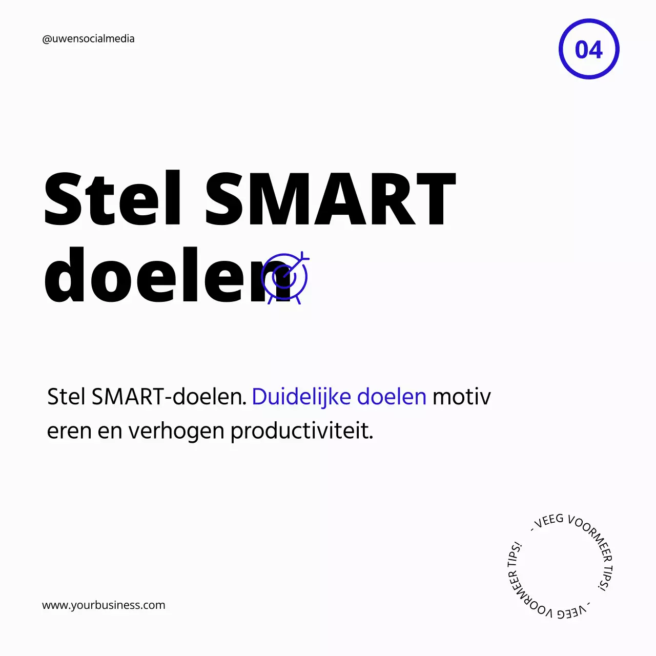 Wit met blauwe gedurfde productiviteitstips