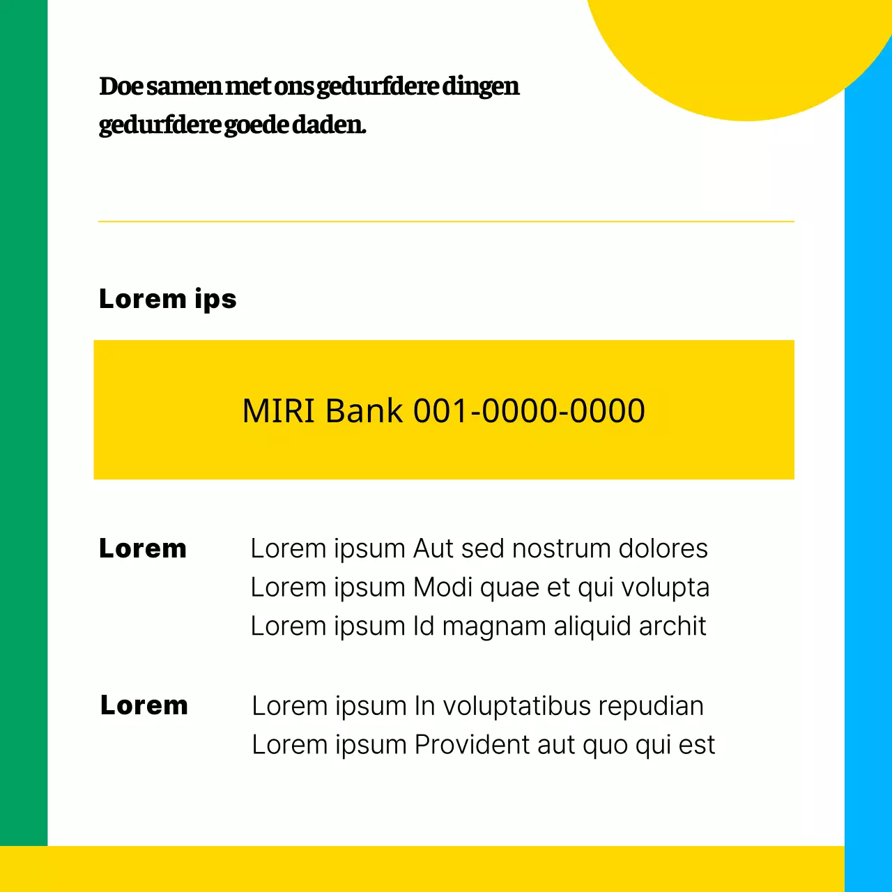 Een eenvoudige geel met blauwe non-profit aankondiging van sponsoring door openbare instellingen