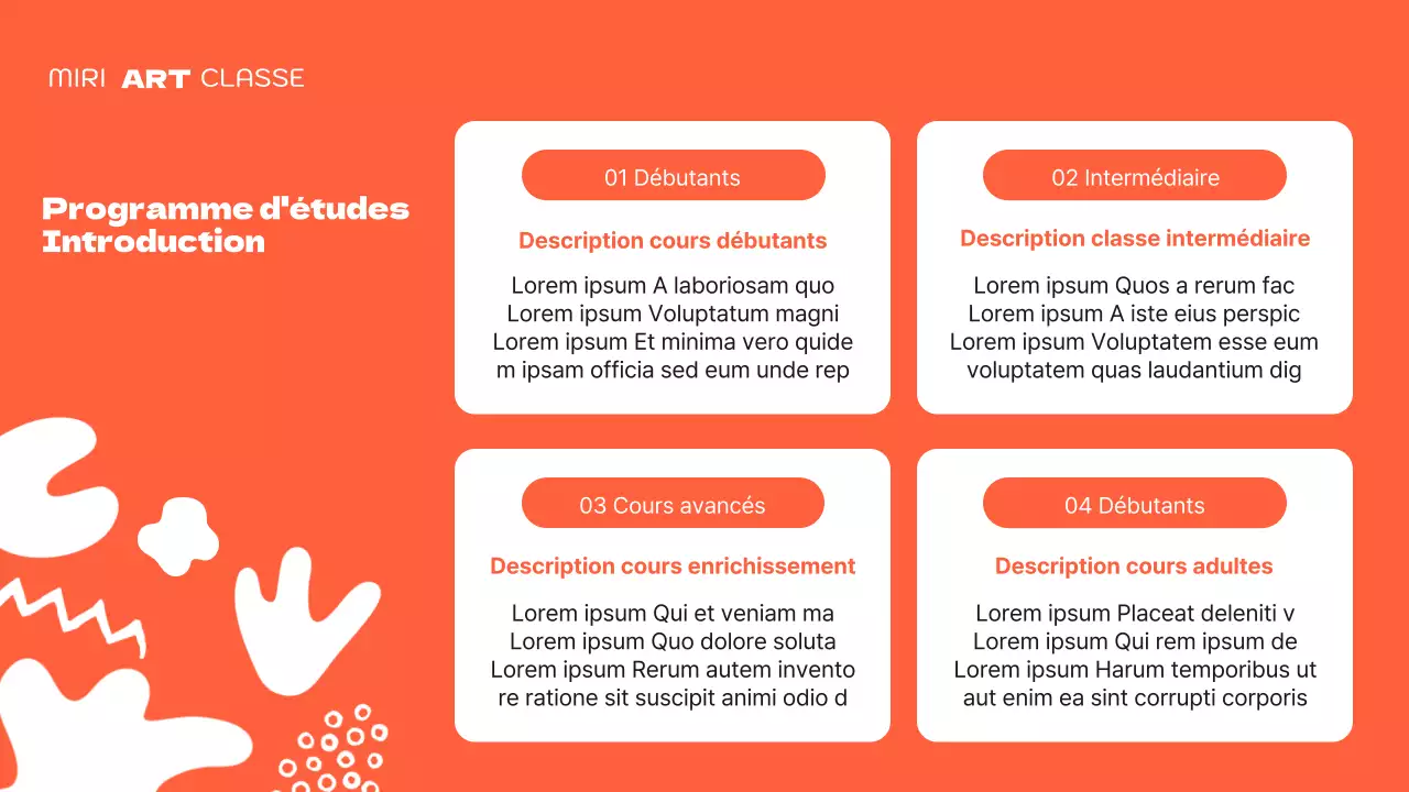 Un joli prospectus d'école d'art vert et orange