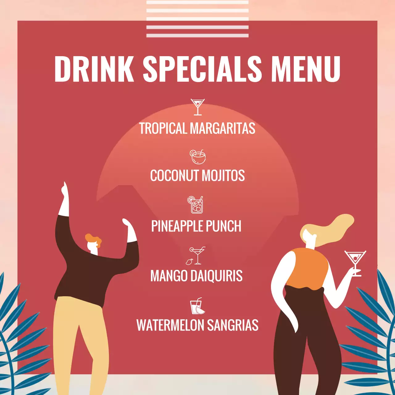 Blue Retro Party Invitation Social Media Post