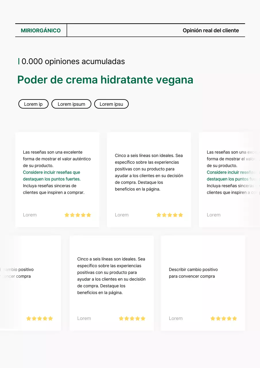 Un sencillo post de revisión de un centro comercial en blanco y verde