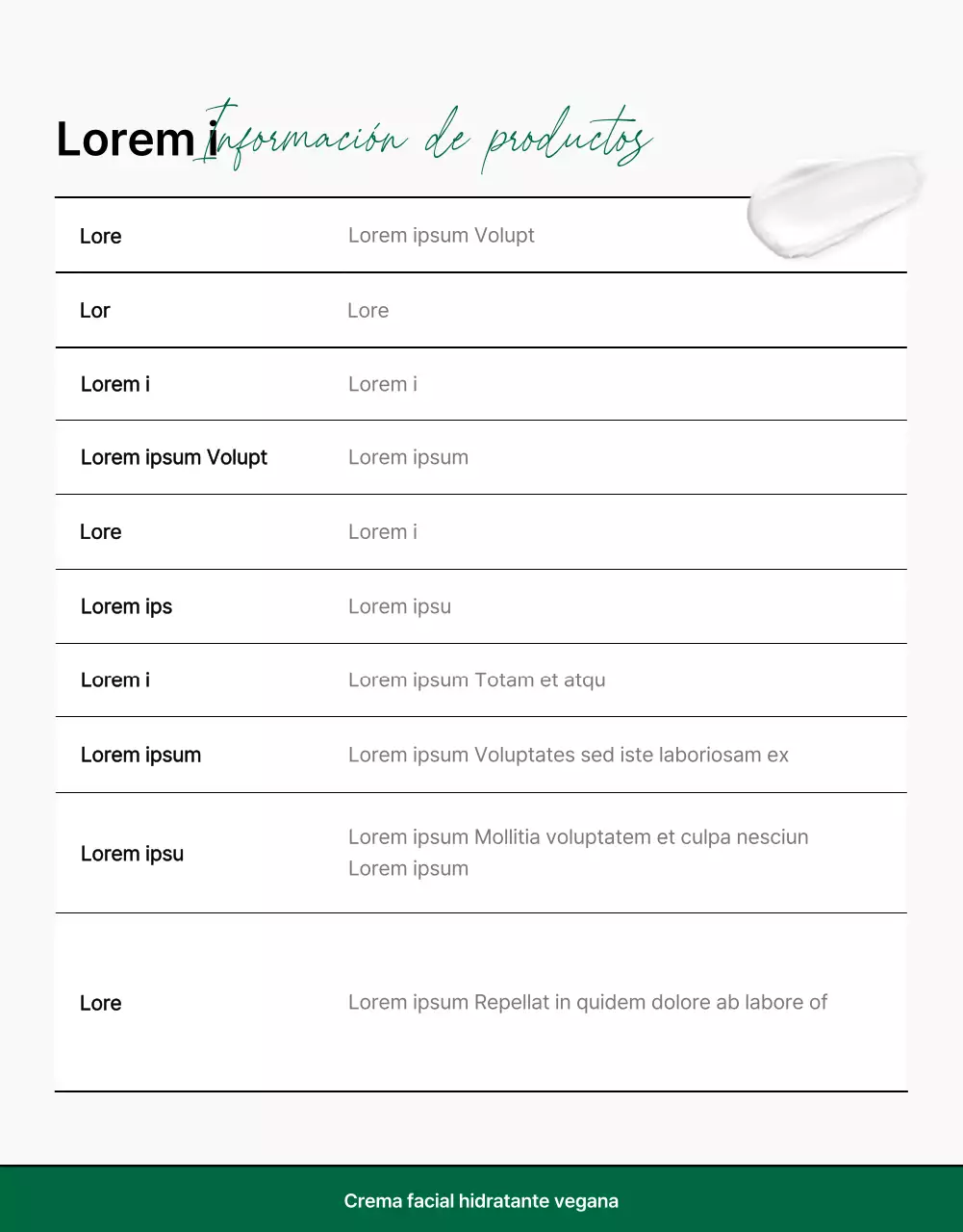 Promover la cosmética sencilla y natural en verde y blanco