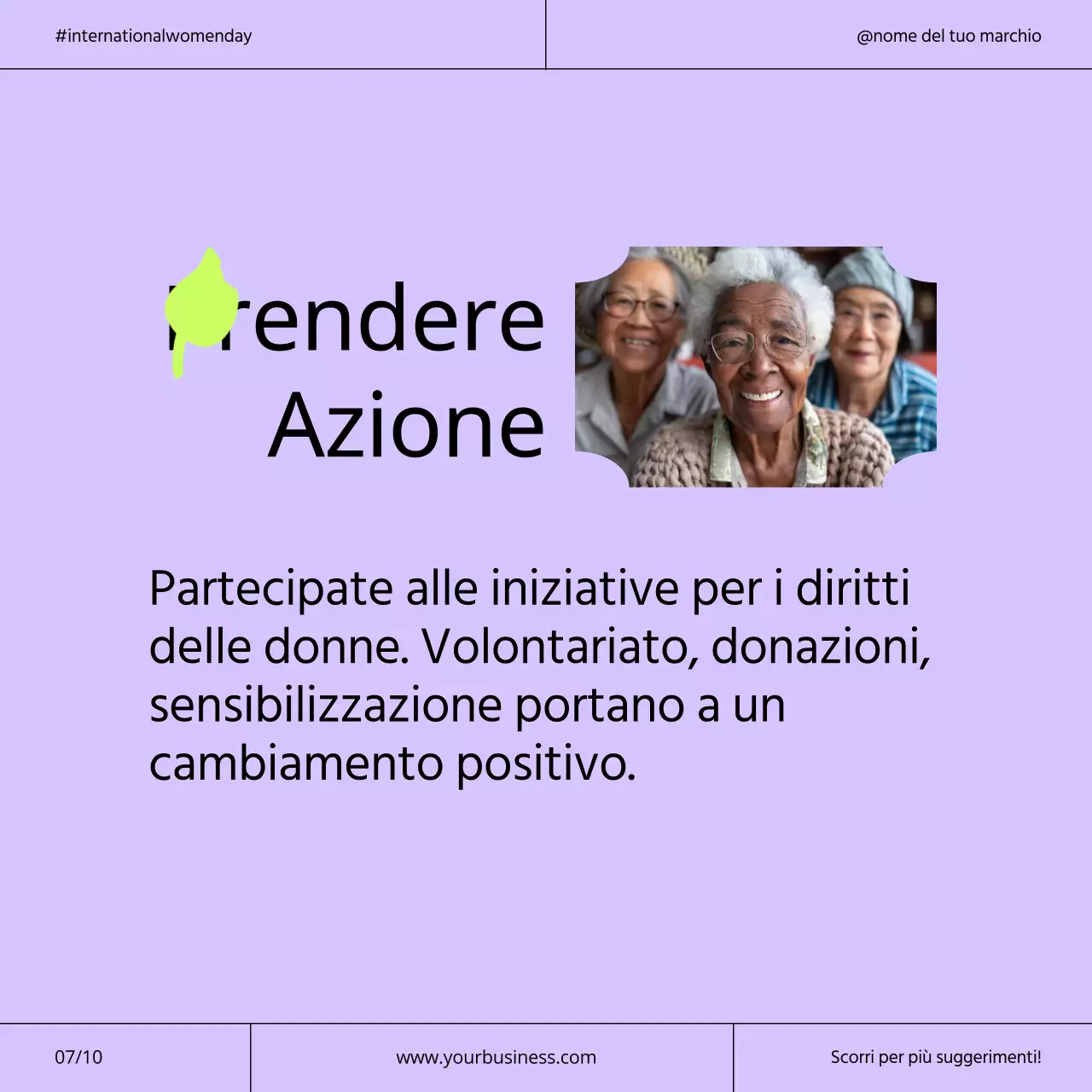 Campagna per la Giornata internazionale della donna in viola e neon moderno